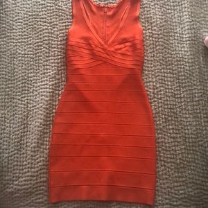 Herve Leger Orange Bandage dress
